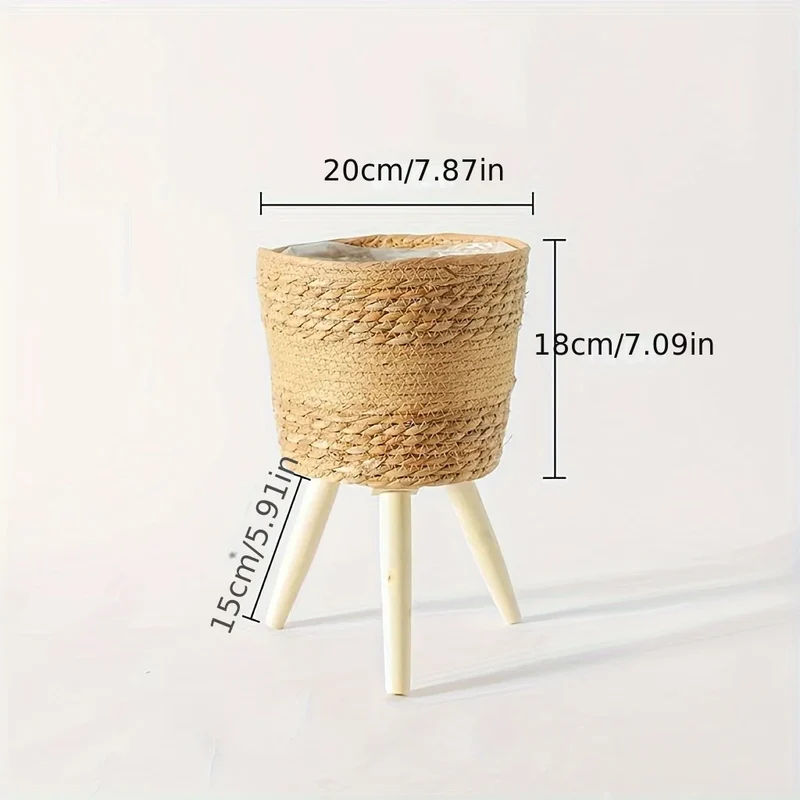 pot en bois tressé pour fleurs et rangement décoratif intérieur