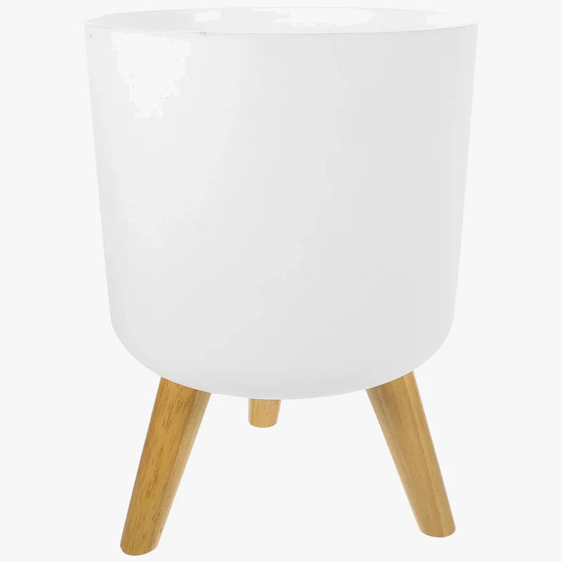 pot de fleurs moderne nordique avec pieds en bois pour plantes et décoration