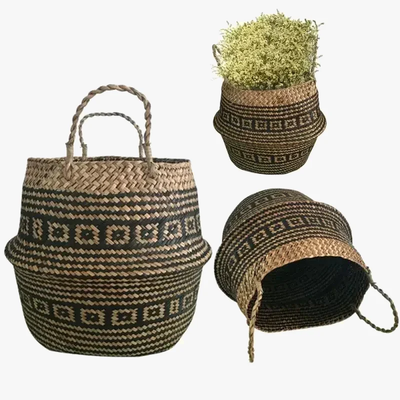 panier pliable en rotin pour rangement et décoration