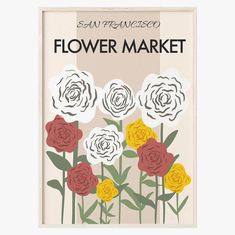 affiche florale abstraite style nordique pour décoration murale