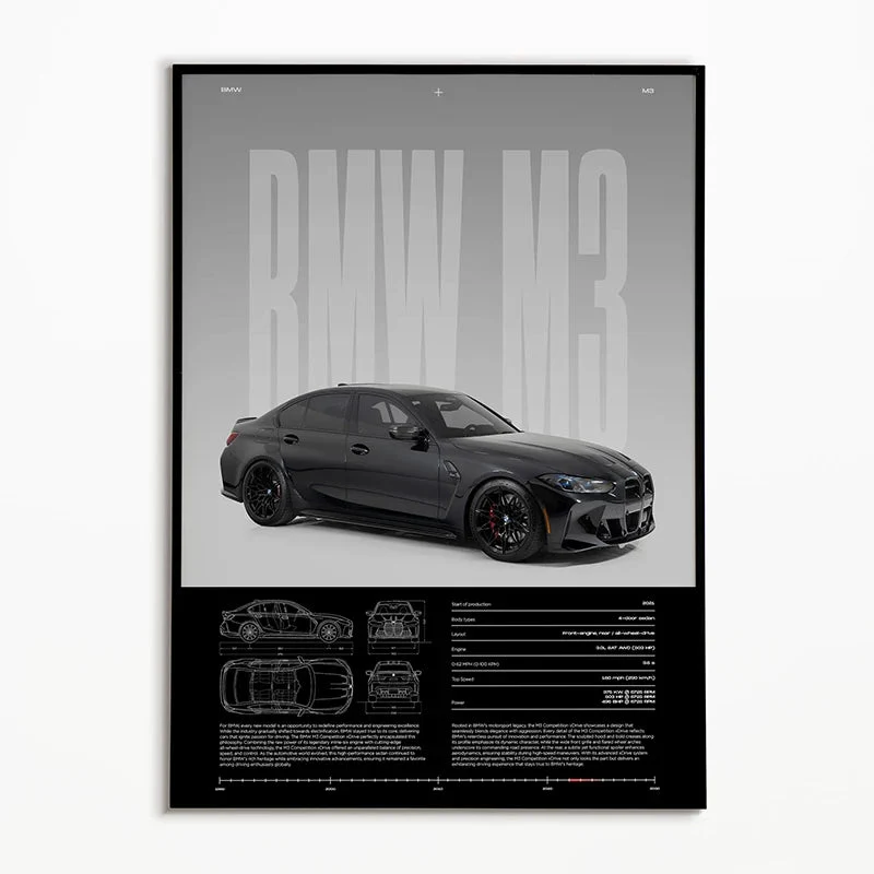 affiches de voitures classiques en noir et blanc pour décoration intérieure