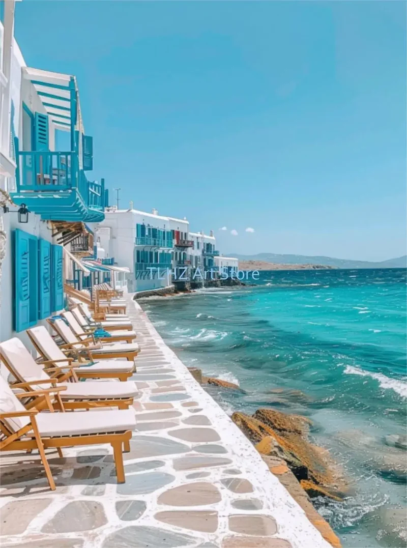 affiches modernes de paysage de voyage en grèce santorin pour décoration