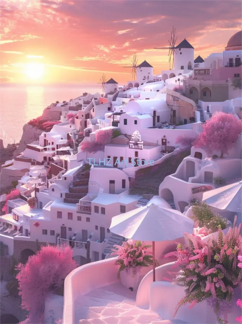 affiches modernes de paysage de voyage en grèce santorin
