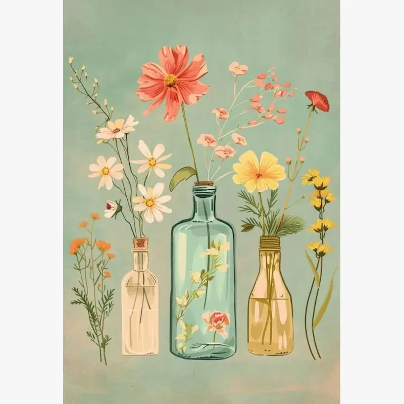 kit peinture par numéros pour vase romantique en toile artisanale