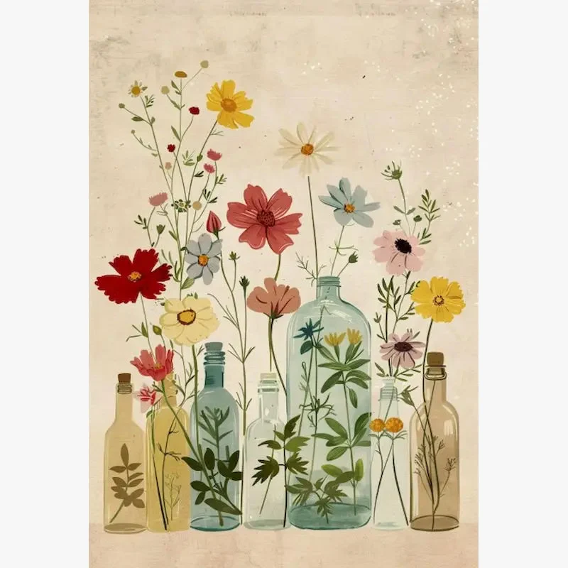 kit peinture par numéros vase romantique pour décoration intérieure