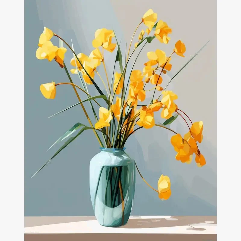 kit peinture par numéros vase romantique pour décoration intérieure