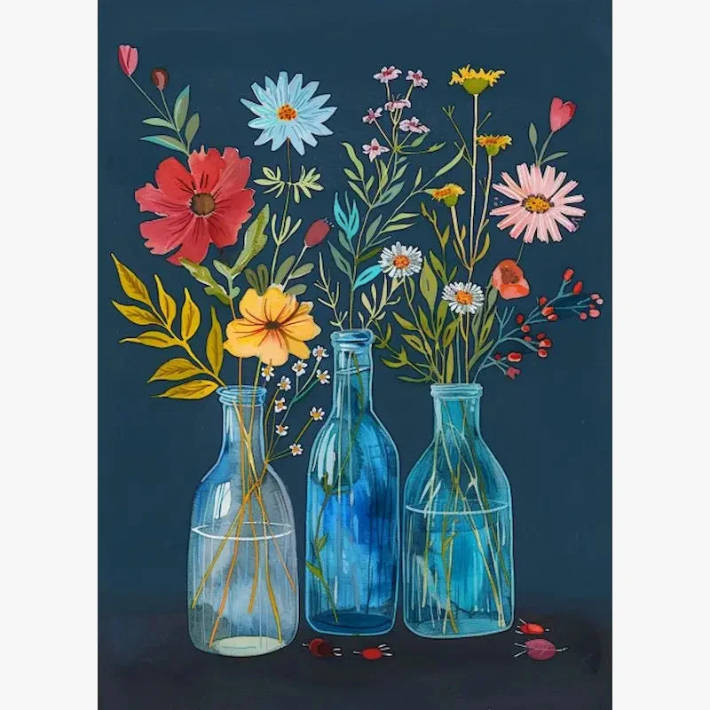 kit peinture par numéros vase romantique pour décoration intérieure