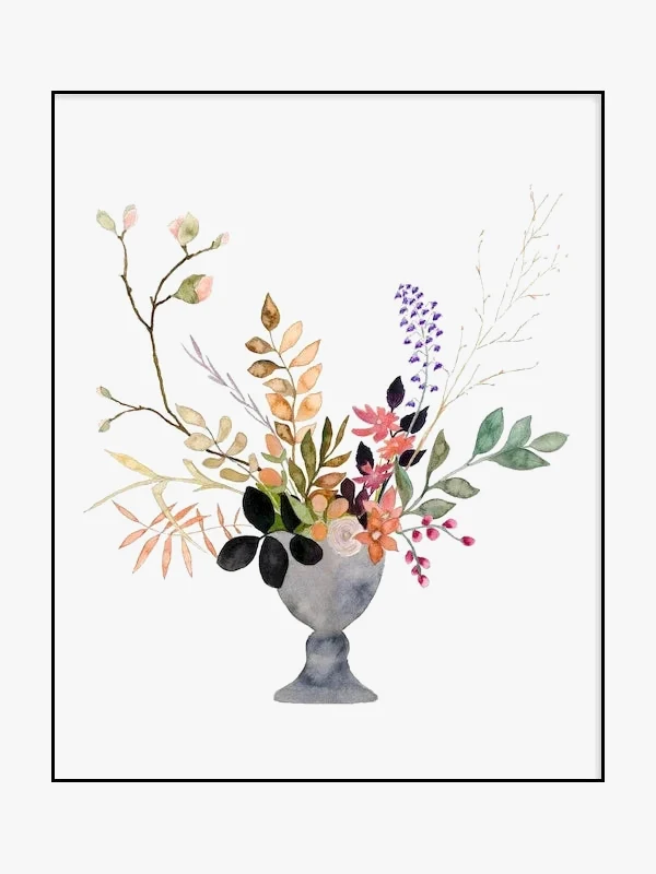 art mural vase aquarelle affiches nordiques pour décoration intérieure