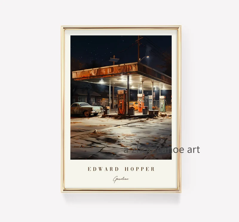 bibliothèque d'œuvres d'art d'edward hopper décoration murale moderne