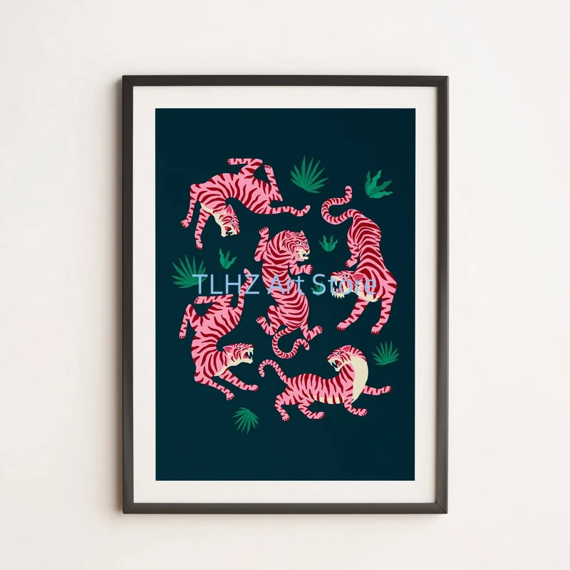 affiches rétro avec citations de fleurs et chien pour décoration artistique
