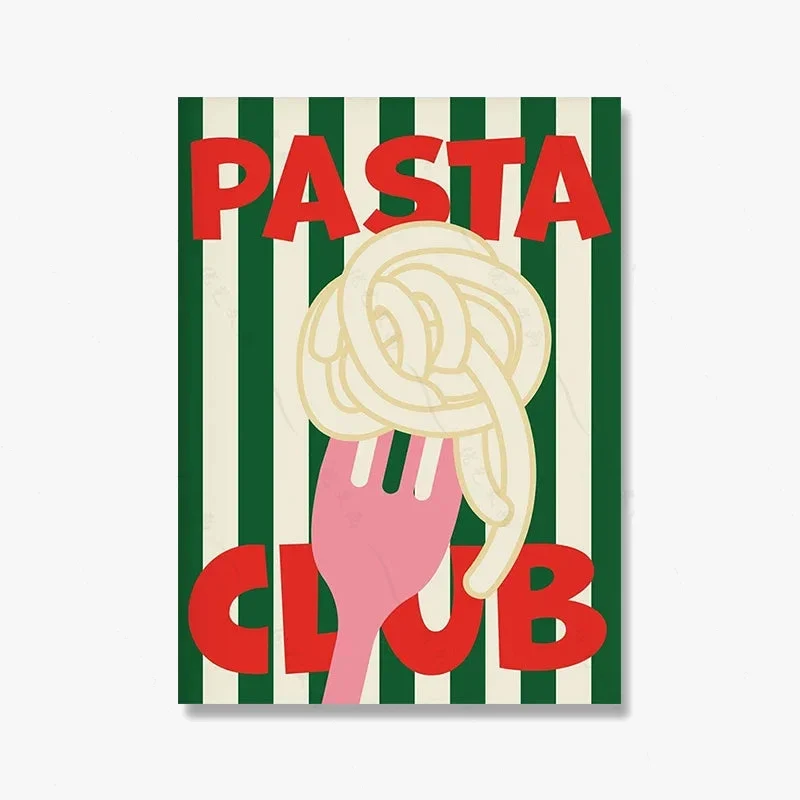 affiche artistique citation sur la cuisine et les pâtes