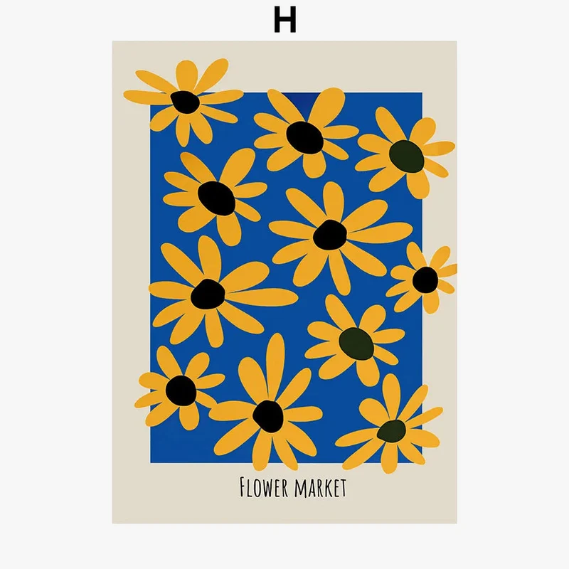 affiches murales abstraites fleurs pour décoration intérieure