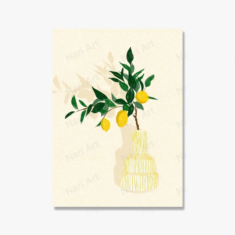 peinture murale fruits citron vacances été sous les palmiers