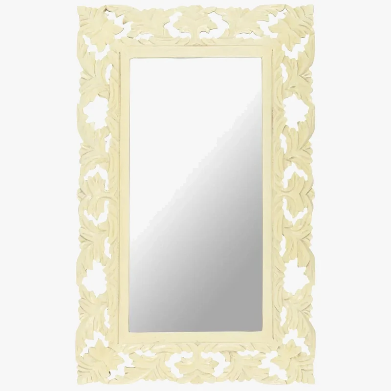 miroir sculpté en bois de manguier massif décoration murale artisanale