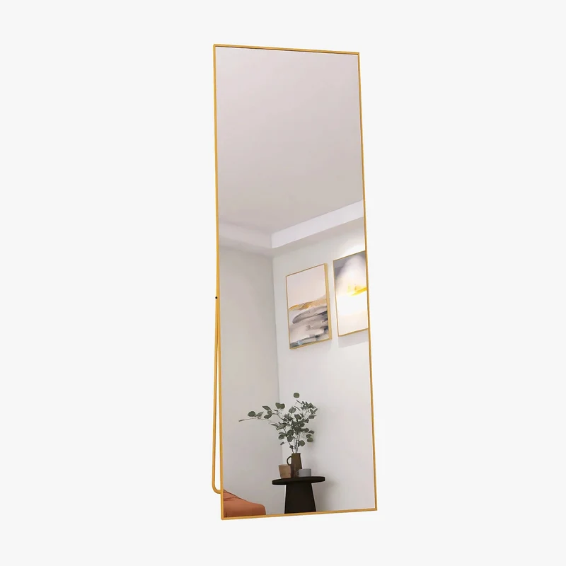 miroir cosmétique en verre trempé avec cadre en aluminium doré