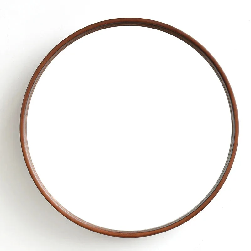 miroir en bois coréen design nordique rond suspendu pour maquillage