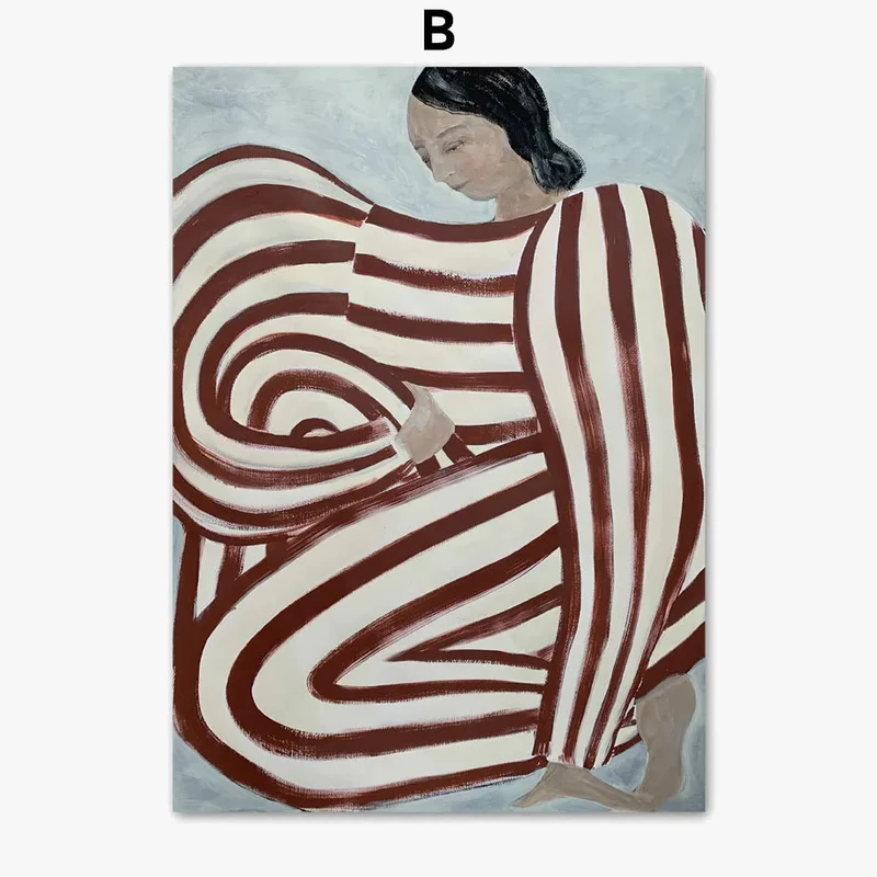 pyjama rayé femme affiche mur art géométrie rétro décoration