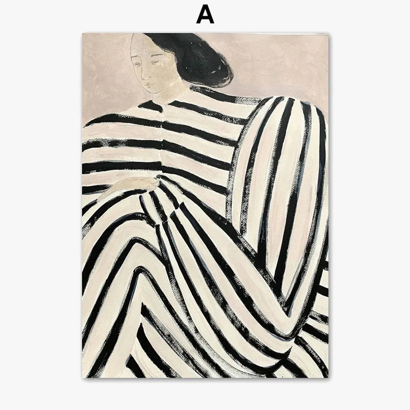 pyjama rayé femme géométrie feuille art mural rétro décoratif