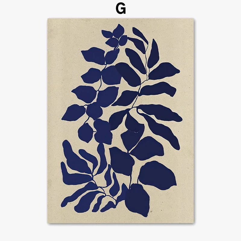 art mural géométrique feuilles pour décoration intérieure rétro