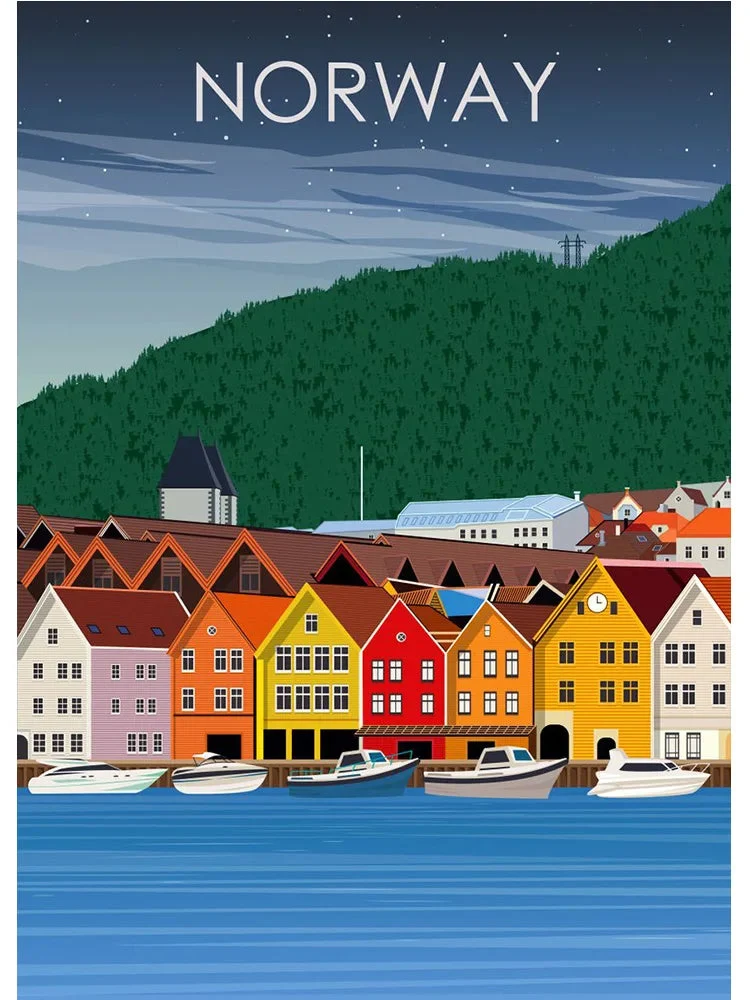 affiche de voyage du monde paysage peinture artistique décorative