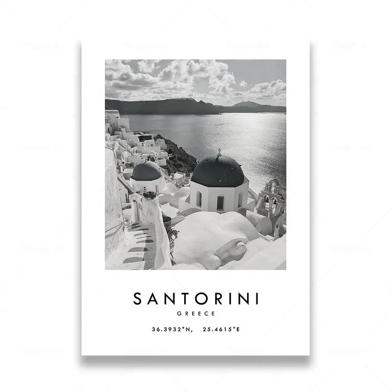 affiche photographique en noir et blanc de villes du monde