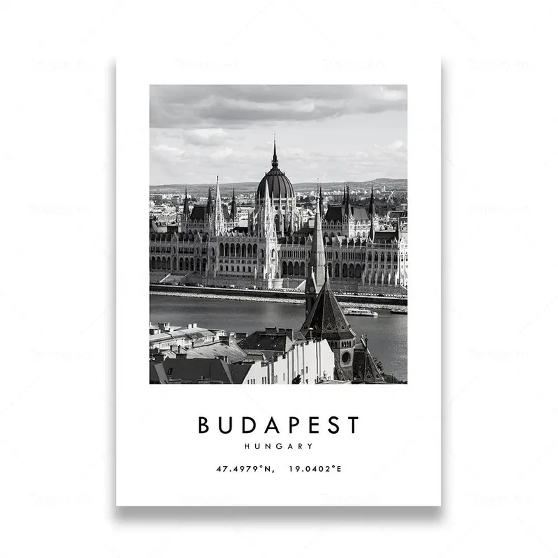 affiche photographique en noir et blanc de rome et las vegas