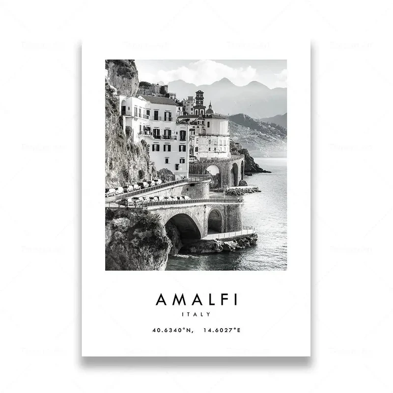 affiche photographique en noir et blanc de rome et las vegas