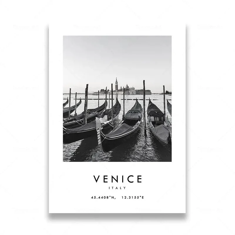 affiche de photographie de voyage en noir et blanc décor mural paysage urbain
