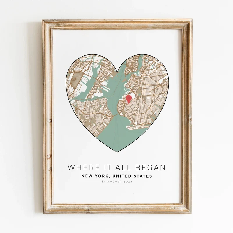 carte de ville personnalisée pour un cadeau romantique unique