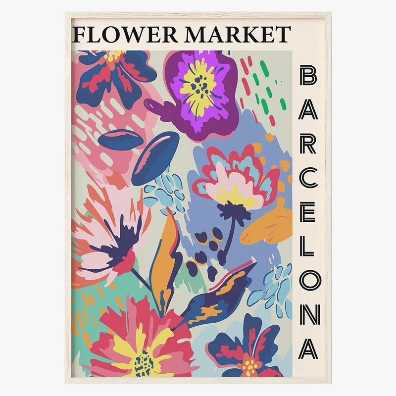 affiche florale abstraite peinture sur toile décoration murale nordique