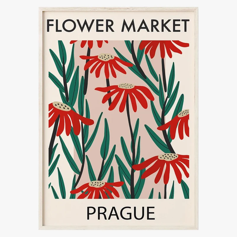 affiche fleurs art abstrait style nordique décoration murale
