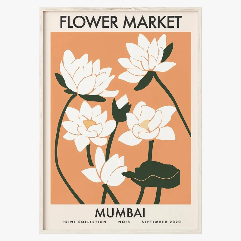 affiche de fleurs peinture sur toile art abstrait décoration nordique