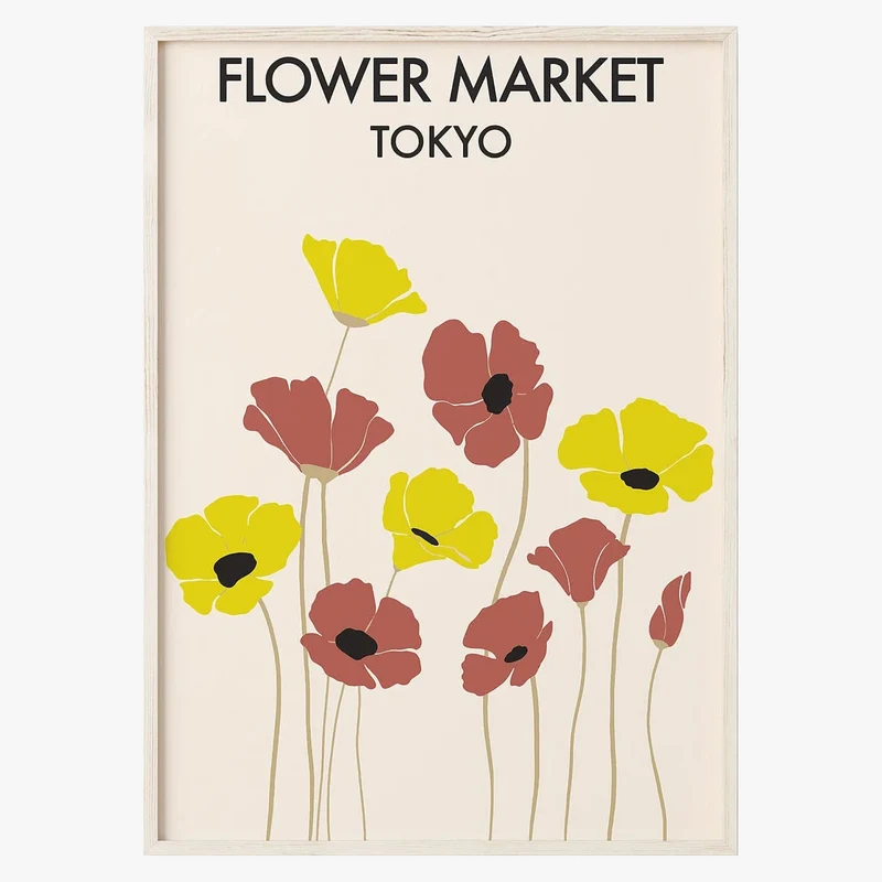 affiche abstraite de fleurs pour décoration murale nordique