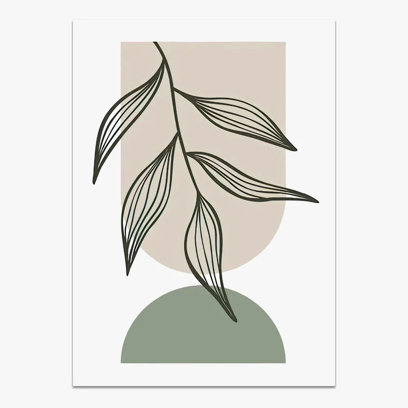 décoration murale abstraite avec feuilles géométriques boho moderne