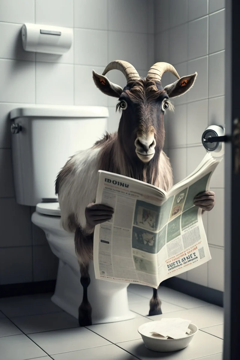 décoration murale humoristique animaux sur toilettes avec journal