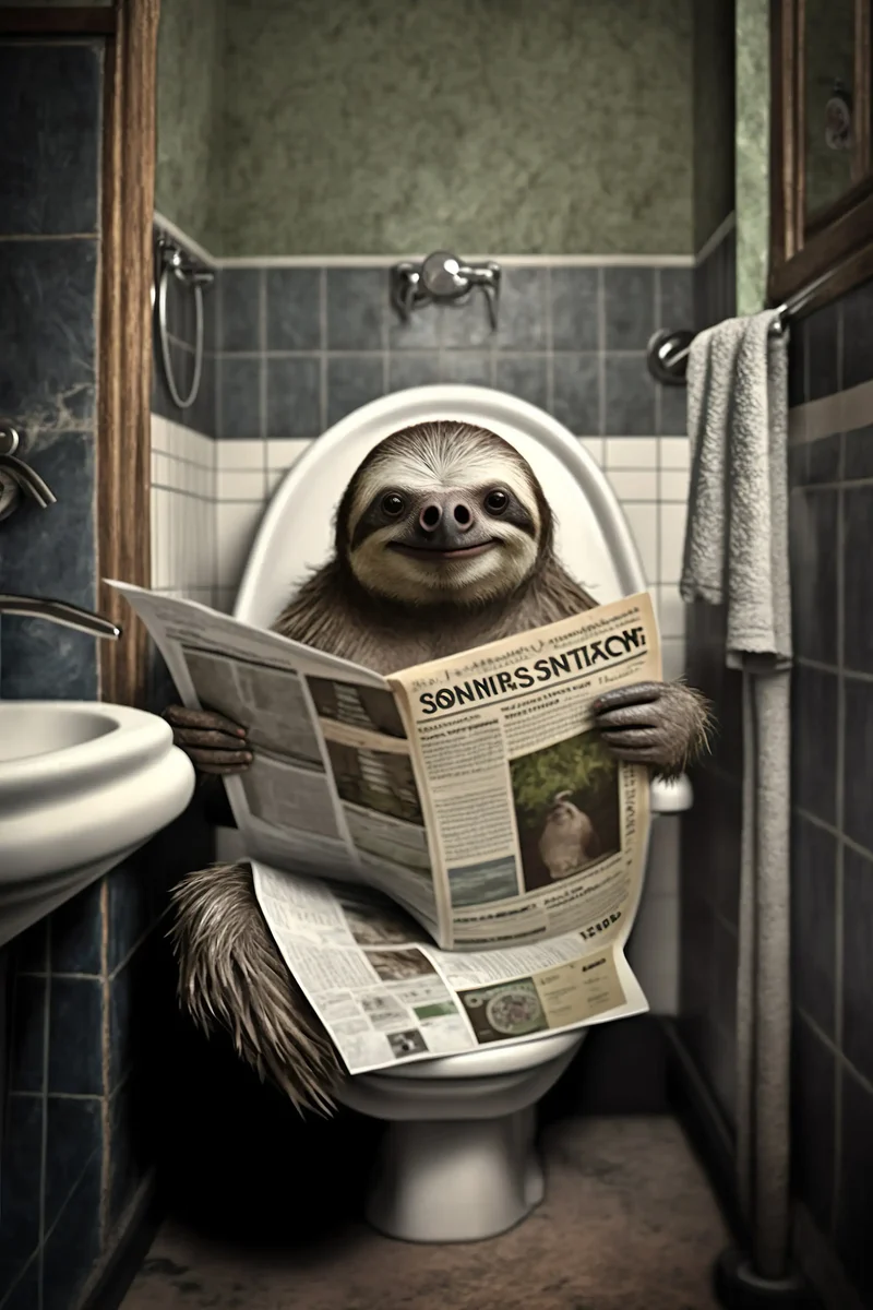 décoration humoristique avec animaux assis sur toilettes