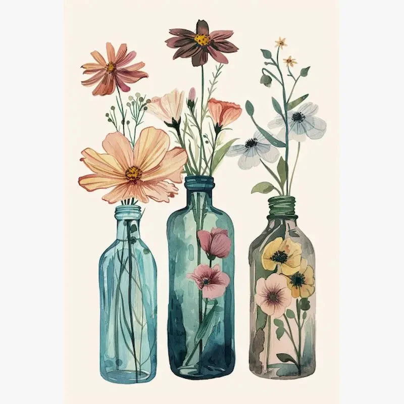 cadre de bricolage peinture numéros vase romantique pour décoration intérieure