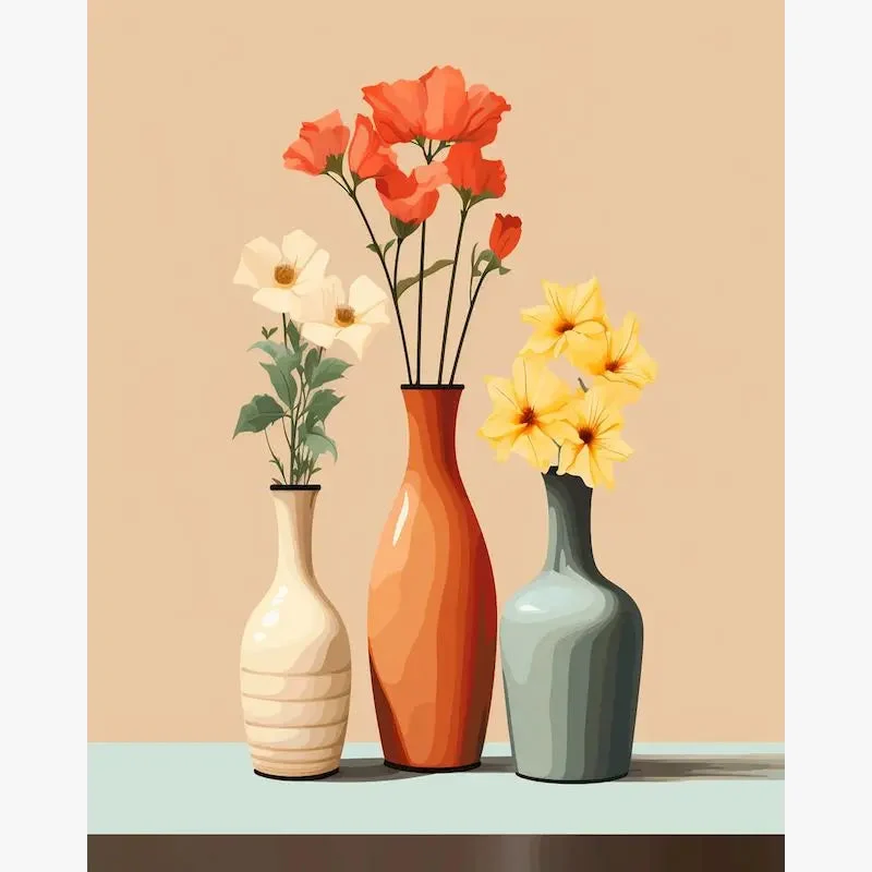 cadre peinture par numéros vase romantique pour décoration intérieure