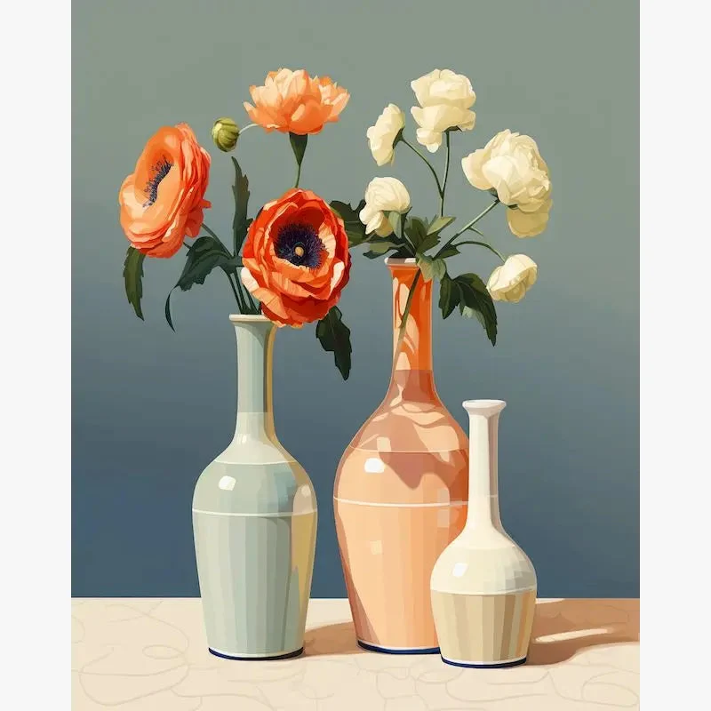 kit peinture par numéros vase romantique pour décoration intérieur