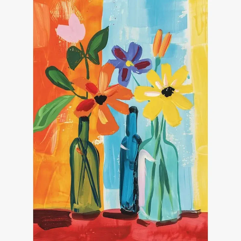 kit peinture par numéros vase romantique pour décoration intérieure