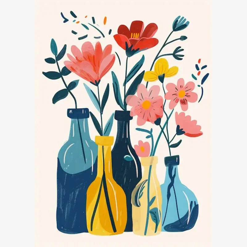 kit peinture par numéros vase romantique pour décoration intérieure