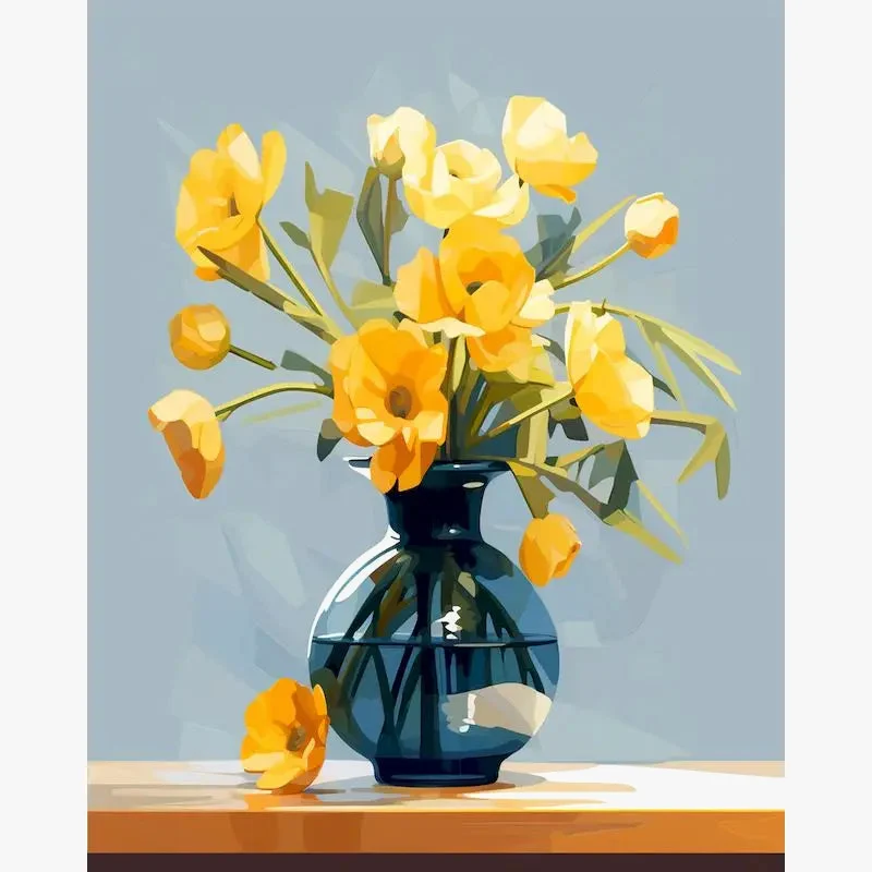 cadre bricolage peinture par numéros vase romantique pour décoration intérieure