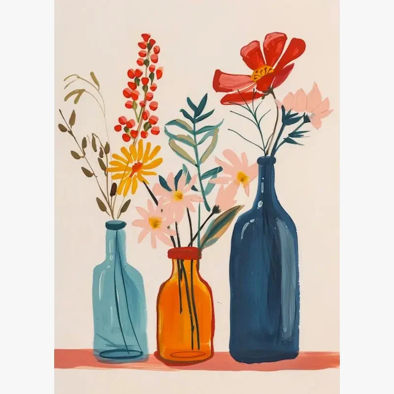 cadre peinture par numéros vase romantique en kit décoratif