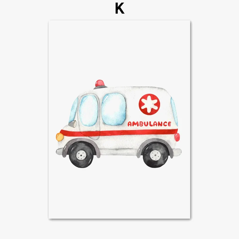 peinture murale camion de pompiers ambulance avion pour enfants