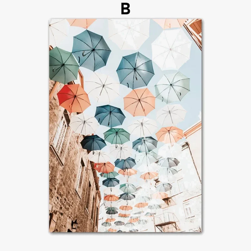 décoration nordique affiche parapluie mode londres paris pour fille