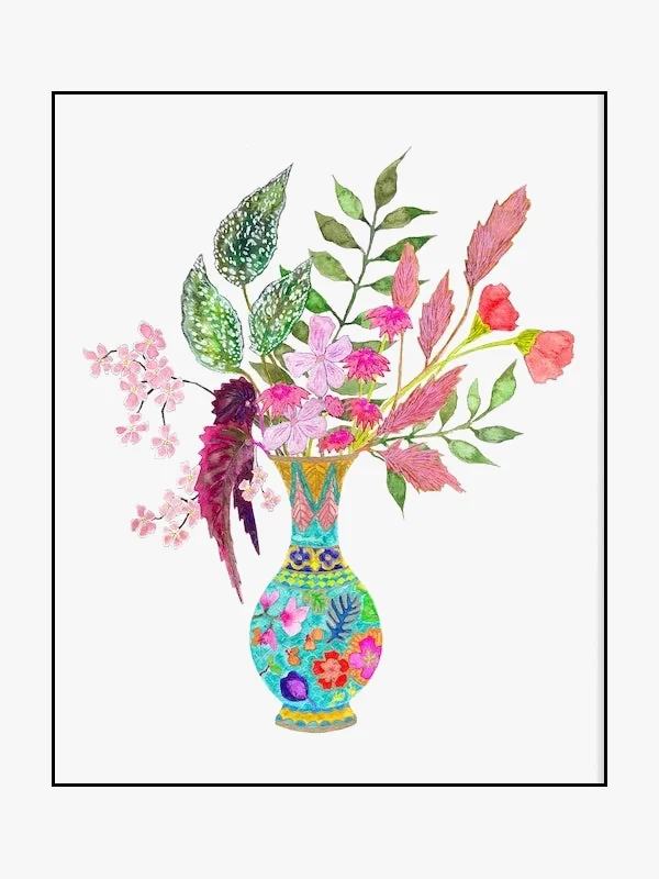 vase à fleurs aquarelle art mural nordique pour décoration intérieure