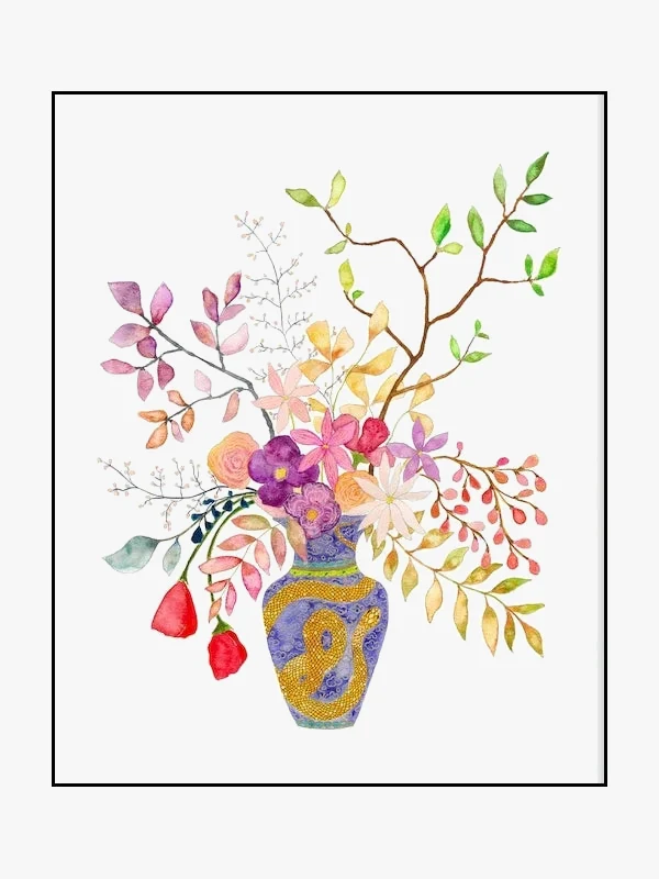 vase à fleurs aquarelle art mural nordique pour décoration intérieure