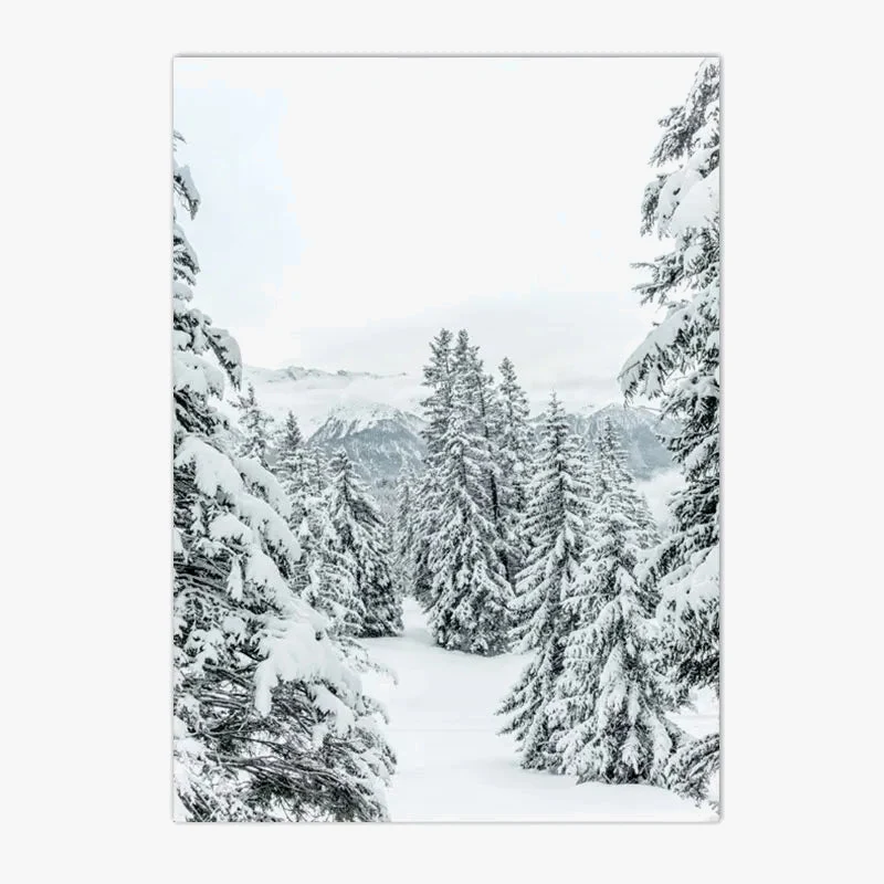 peinture murale toile avec renard hibou cerf en hiver