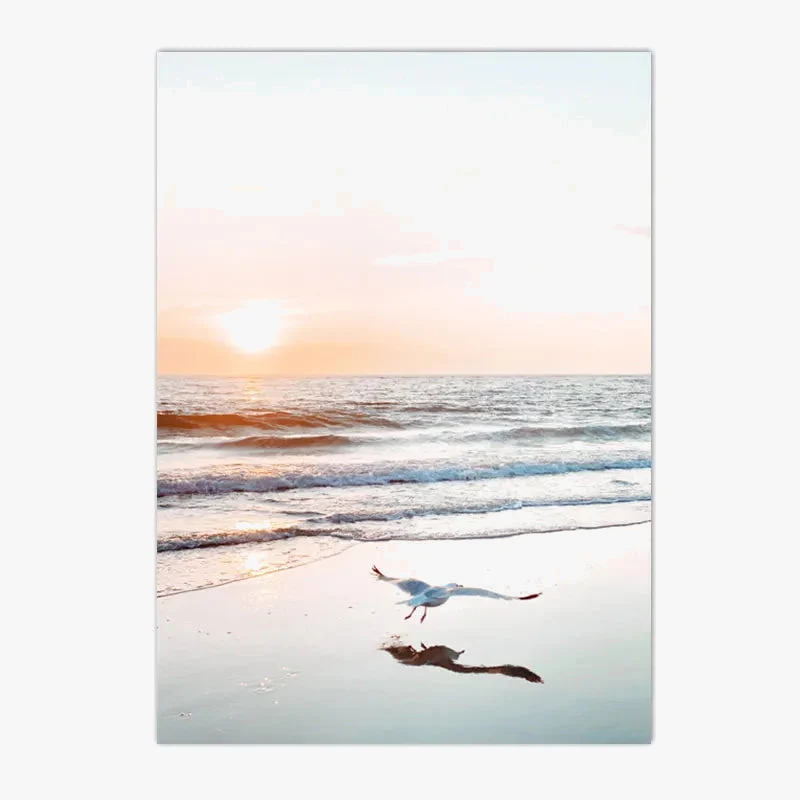 affiche de lever de soleil sur la plage décoration murale moderne