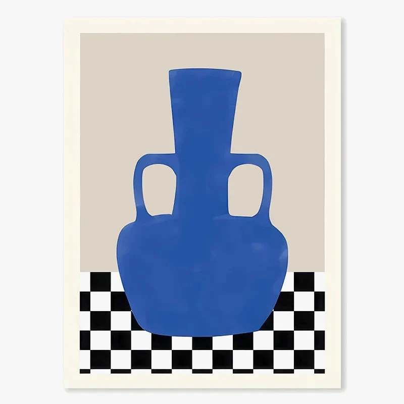 art abstrait géométrique visage fille vase colombe décoration murale